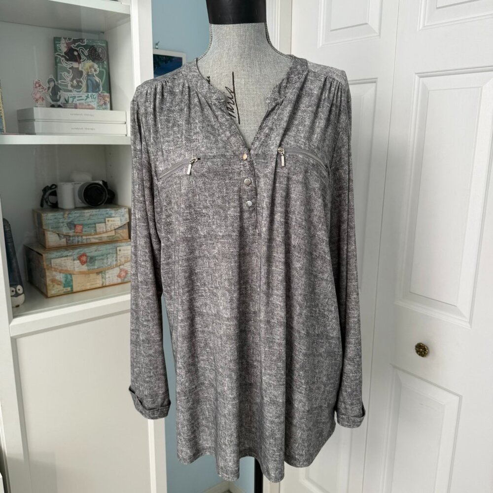Soft Heathered Zip-Detail Tunic – 2XL